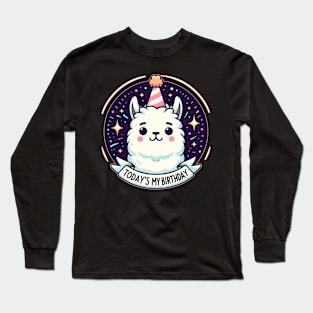 Kawaii Llama Alpaca Today Is My Birthday Party Long Sleeve T-Shirt